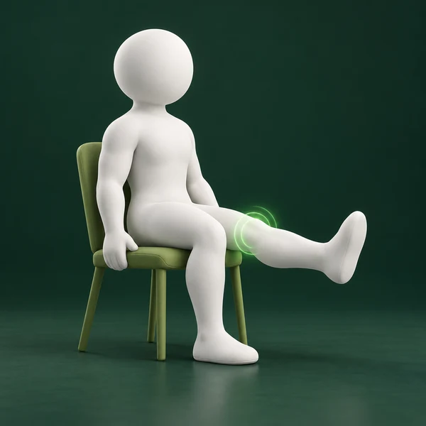 Personaje OSE7E realizando una extensión de rodilla sentado
